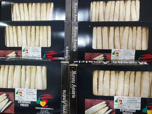 cajas de espárragos blancos